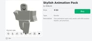 The Stylish Animation Pack on the Roblox Avatar Shop (Image via Roblox.com)